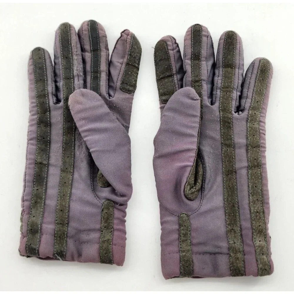 VTG‎ Women's Isotoner Gray Classic Lined Driving Gloves One Size Nylon Blend